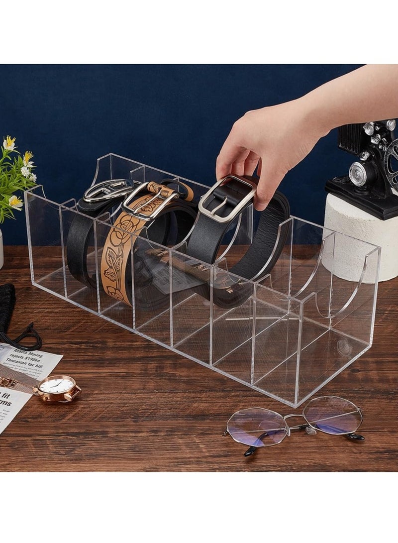 Acrylic Belt Organizer 7 Compartments Display Case Belt Case Storage Holder Clear Display Case for Men Women Tie Jewellery Watch Bracelets Hair Accessories, 37.5x14x12cm/14.8x5.5x4.7 inch  - Image 5