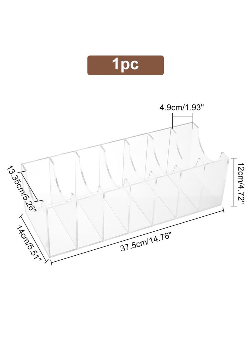 Acrylic Belt Organizer 7 Compartments Display Case Belt Case Storage Holder Clear Display Case for Men Women Tie Jewellery Watch Bracelets Hair Accessories, 37.5x14x12cm/14.8x5.5x4.7 inch  - Image 2