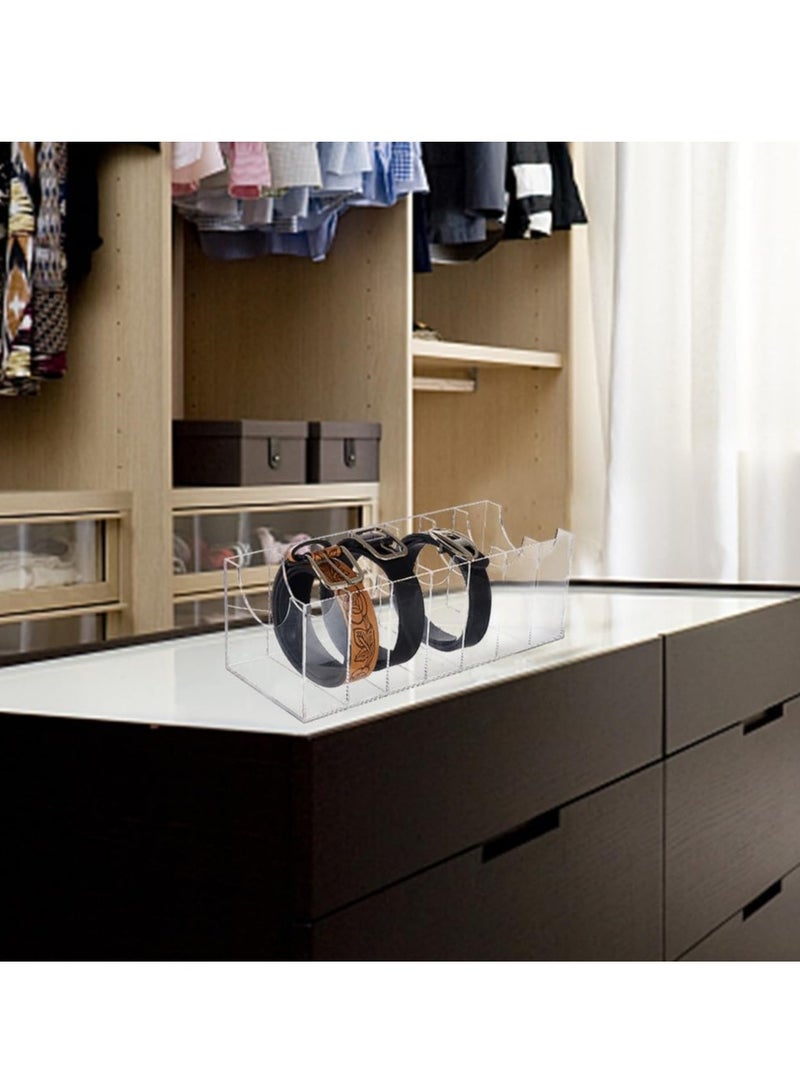 Acrylic Belt Organizer 7 Compartments Display Case Belt Case Storage Holder Clear Display Case for Men Women Tie Jewellery Watch Bracelets Hair Accessories, 37.5x14x12cm/14.8x5.5x4.7 inch  - Image 4
