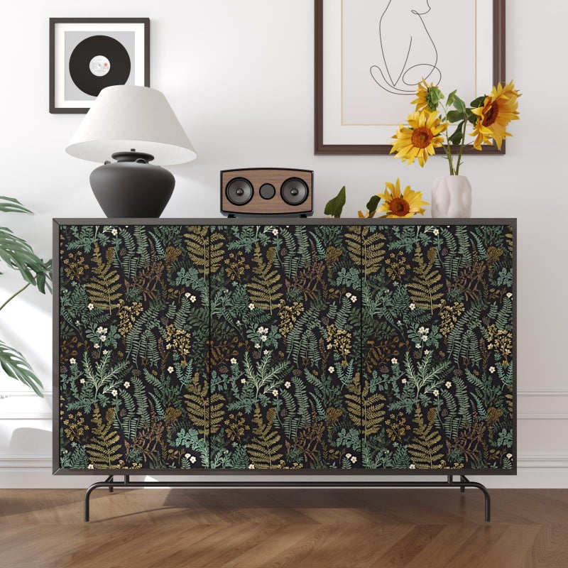 Laatse Black Botanical Peel and Stick Wallpaper, Green Golden Fern Leaf Contact Paper 17.5" x 393.7", Jungle Wall Paper Murals Removable Self Adhesive Waterproof for Room Walls Shelf Cabinet Drawer Table - Image 2