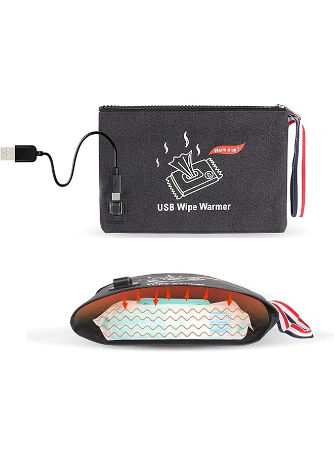 ALMEKAQUZ Usb Baby Wipe Warmer Car Baby Wipe Warmer 5V Portable Usb Baby Infant Wet Wipes Warmer Bag For Travel And On The Go Most Suitable Temperature For Baby'S Skin For Outdoor Travel Or Indoor - Image 1