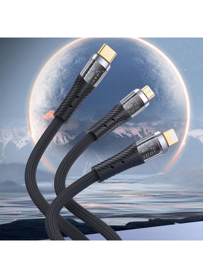 Nillkin TOTU CB-8-PD 33W USB-C/Type-C to 8 Pin Transparent Braided Data Cable, Length: 1.5m  - Image 2