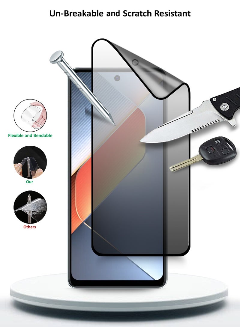 Wtech Tecno Pova 6 Neo 4G 2024 Nano Ceramic Privacy Full Glue Full Cover Matte Flexible Screen Protector (MSCNMP) - Clear/Black - Image 4