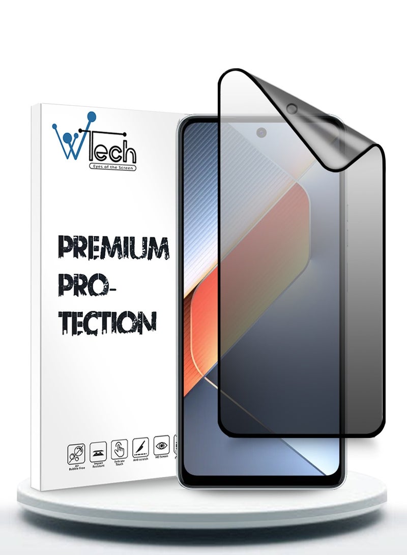 Wtech Tecno Pova 6 Neo 4G 2024 Nano Ceramic Privacy Full Glue Full Cover Matte Flexible Screen Protector (MSCNMP) - Clear/Black - Image 1