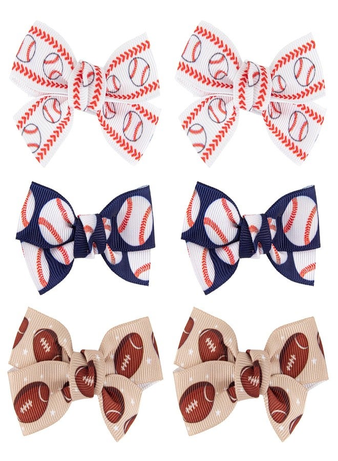 Framendino, 6 Pack Softball Baseball Hair Bow Clip Ribbon for Women Teens - Image 1