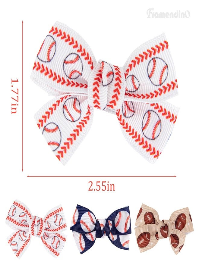 Framendino, 6 Pack Softball Baseball Hair Bow Clip Ribbon for Women Teens - Image 2