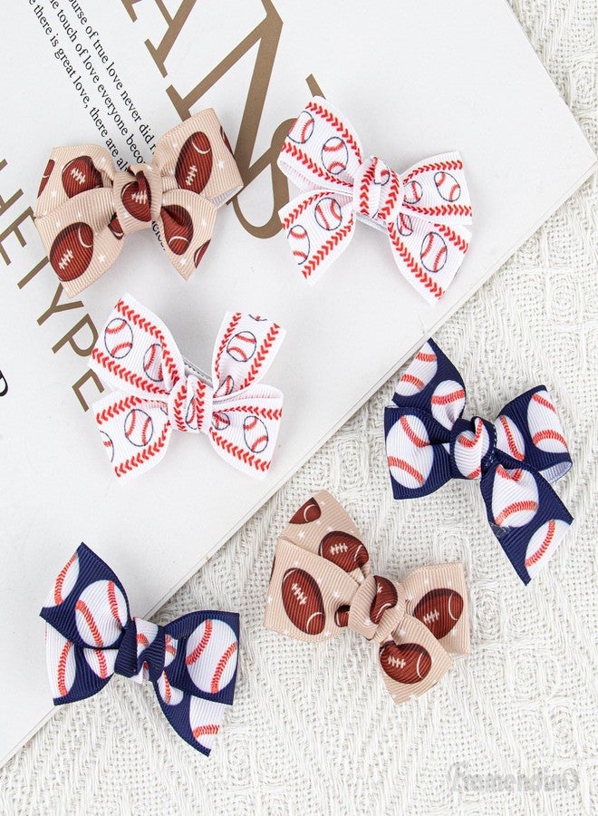 Framendino, 6 Pack Softball Baseball Hair Bow Clip Ribbon for Women Teens - Image 4