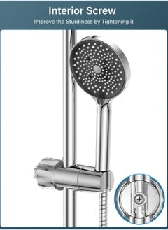 Excefore Shower Head Holder with 2 Hooks, Universal Replacement Adjustable Holder Bracket for 16-28mm, Chrome-Plated+ABS Shower Design Shower Head Holders, Easy Installation for Slide Rod  - Image 5