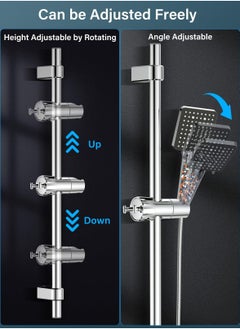 Excefore Shower Head Holder with 2 Hooks, Universal Replacement Adjustable Holder Bracket for 16-28mm, Chrome-Plated+ABS Shower Design Shower Head Holders, Easy Installation for Slide Rod  - Image 3