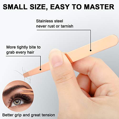 Honoson 6 Pcs Eyebrow Tweezers Set for Women Precision Tweezer for Eyebrows with Curved Scissors Eyelash Brush Girls Facial Hair Plucking Daily Beauty Tools with Leather Storage Case(Cute Color) - Image 2