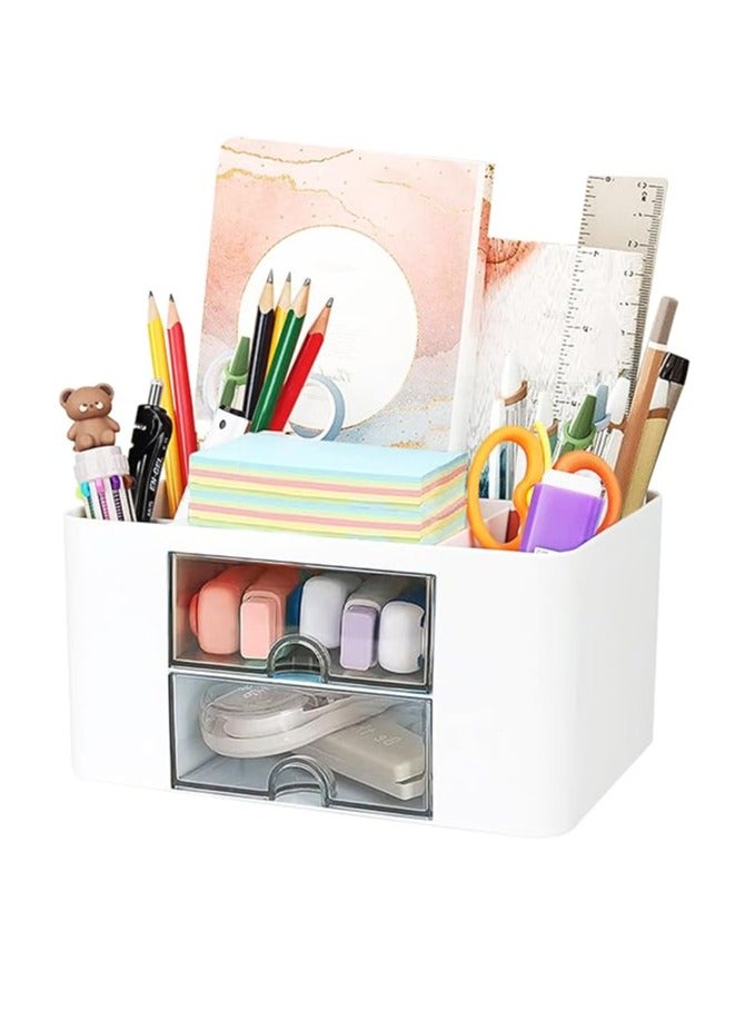 سبيس شوب منظم حامل فرش المكياج مع درجين لتنظيم المكياج على سطح الطاولة - Image 1