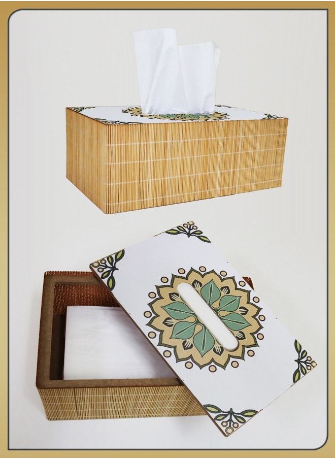 DBLEW - Arabic Tissue Box Holder Vintage Design Rectangle Facial Wipes Dispenser Dryer Sheet Wet Toilet Roll Paper Storage Container Restaurant Napkin Case For Room Kitchen Bathroom Vanity Countertops Desks - Image 1