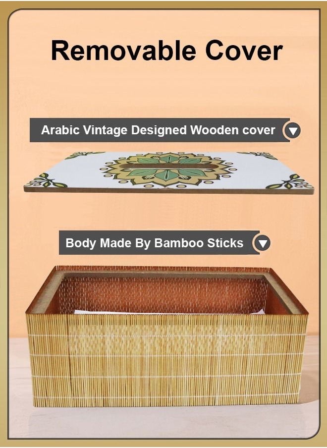 DBLEW - Arabic Tissue Box Holder Vintage Design Rectangle Facial Wipes Dispenser Dryer Sheet Wet Toilet Roll Paper Storage Container Restaurant Napkin Case For Room Kitchen Bathroom Vanity Countertops Desks - Image 1
