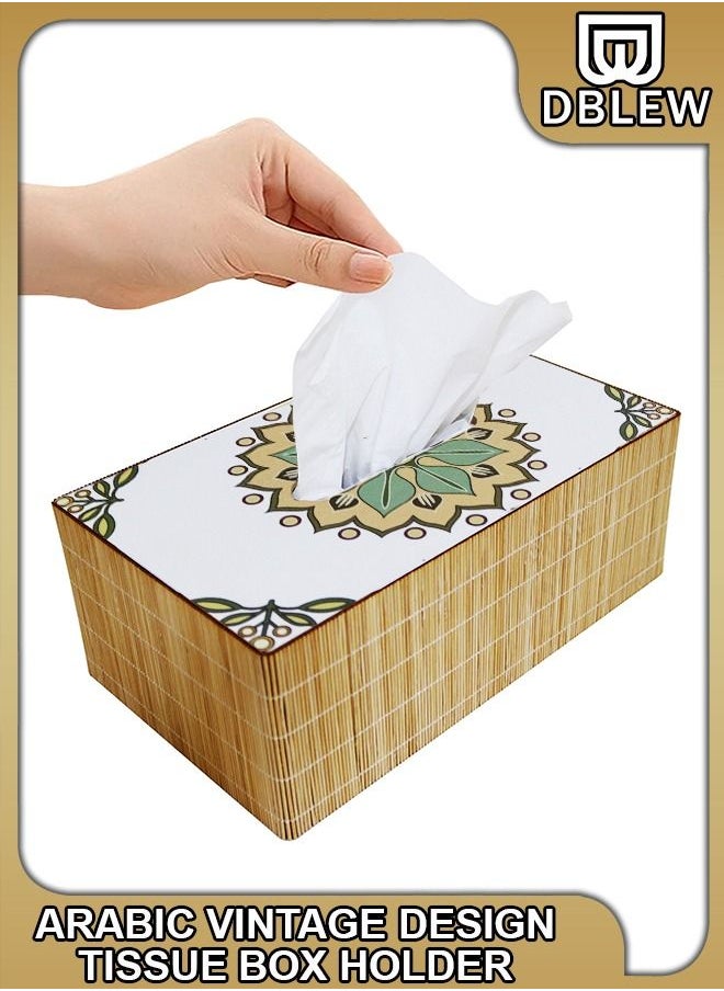 DBLEW - Arabic Tissue Box Holder Vintage Design Rectangle Facial Wipes Dispenser Dryer Sheet Wet Toilet Roll Paper Storage Container Restaurant Napkin Case For Room Kitchen Bathroom Vanity Countertops Desks - Image 1