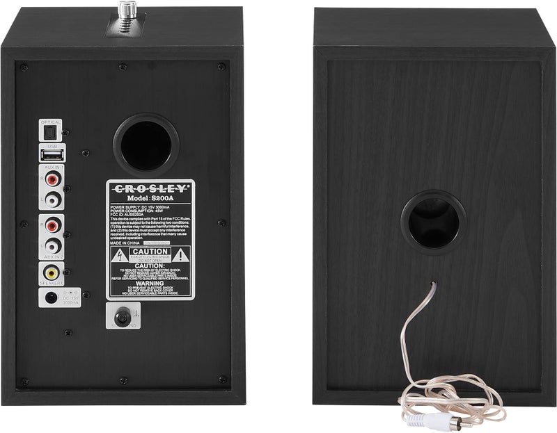 Crosley S200A-BK 4" Active Powered Bluetooth Stereo Speakers with Optical, USB, and Aux Connections, Black - Image 5