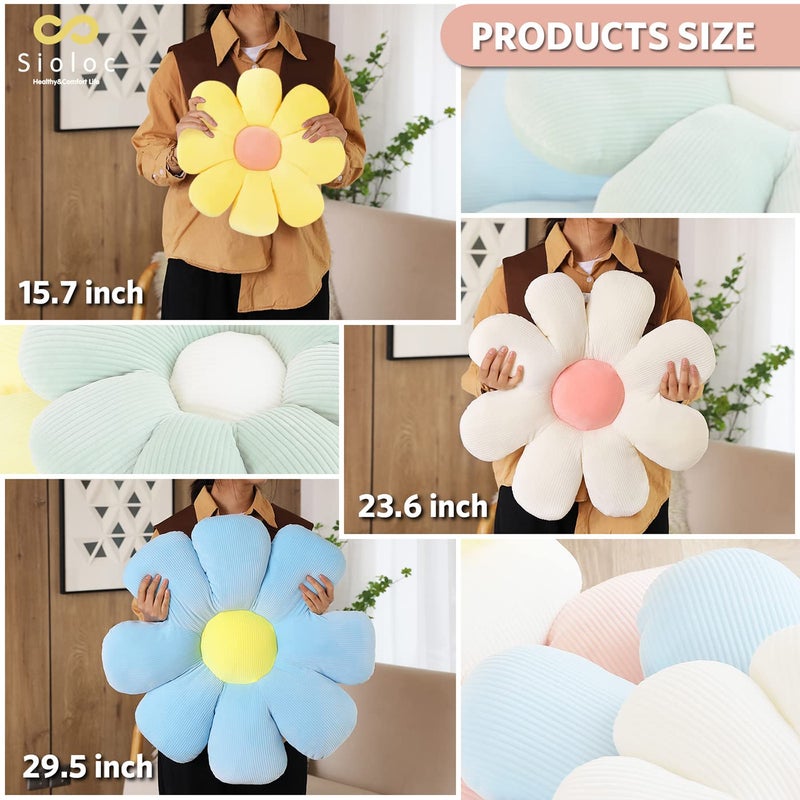 Sioloc Flower Shaped Throw Pillow - Butt Cushion & Seating Cushion, Cute Room Decor & Plush Pillow for Bedroom Sofa Chair (White, 23.6" ) - Image 5