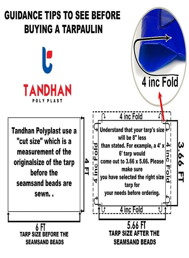 Tandhan Ecopaulin Cross Laminated Multilayer Eco-Friendly Tarpaulin Sheet Waterproof Tirpal Heavy Duty 6 X 4 Ft Poly Tadpatri - Multipurpose 120 GSM Plastic Cover Tharpai, Thadika, Tarp (Blue) - Image 5