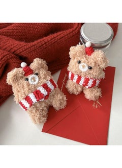 Airpods 4 Headphone Protective Case Cartoon Plush Doll For Apple1/2/3 Gen Pro Wireless Bluetooth Soft-Color:Plush Soft Shell-red Scarf Bear-Model:Airpods Pro/Pro2 Universal (protective Sleeve)