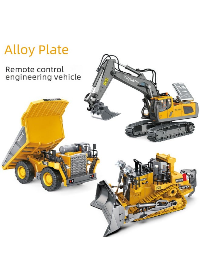 Children's Remote Control Car Alloy Excavator Simulation Excavator Engineering Car Toy Car Car Boy Gift-Color:Watch Dual Control (yellow) 12-way Excavator 【color Box Alloy Version】-Scale:Comes With 3 Sets Of Rechargeable Batteries + Charger - Image 5