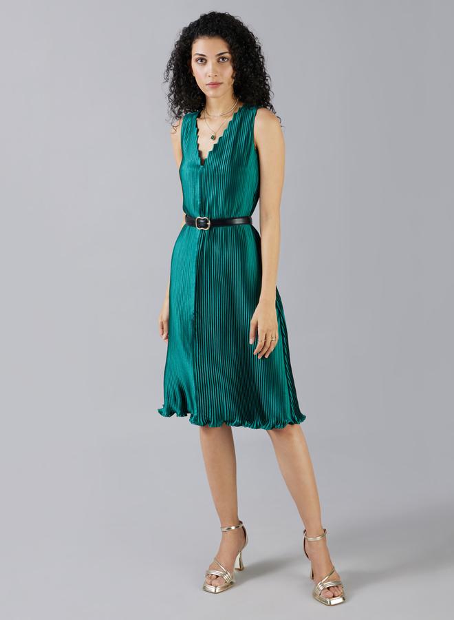 Mish Pleated Belted Dress - Image 1