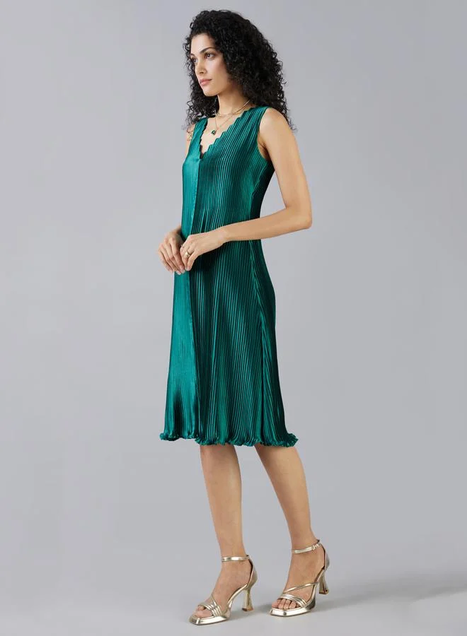 Mish Pleated Belted Dress
