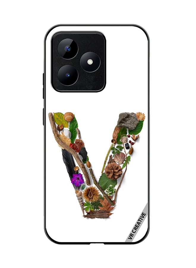 VR CREATIVE Protective Case Cover For Realme C53 Alphabet V Design Multicolour - Image 1