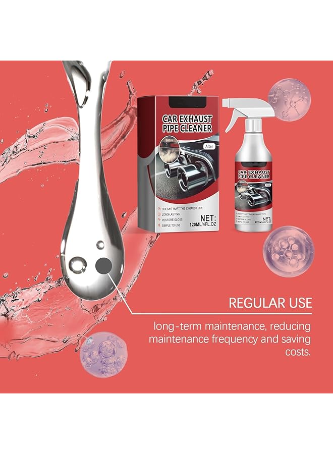 KASTWAVE Car Exhaust Pipe Cleaner Spray 4 Fl Oz, Acting Rust And Corrosion Remover, Safe Formula, Long-Lasting Metal Polish For Automotive Pipes, Multi-Surface Protection And Shine - Image 2