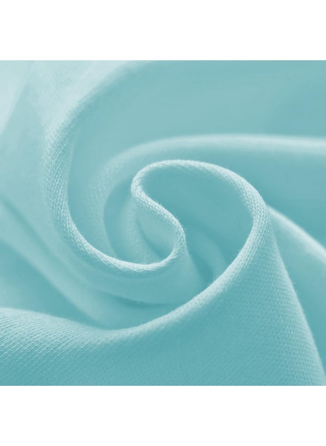 Biloban - Biloban Mini Crib Sheets Fitted, 2 Pack Portable Playard Pack N Play Sheet, Ultra Soft Microfiber Pack and Play Sheets, White & Aqua, Preshrunk - Image 1