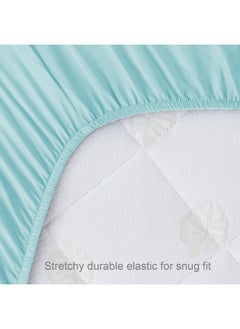 Biloban Biloban Mini Crib Sheets Fitted, 2 Pack Portable Playard Pack N Play Sheet, Ultra Soft Microfiber Pack and Play Sheets, White & Aqua, Preshrunk  - Image 5