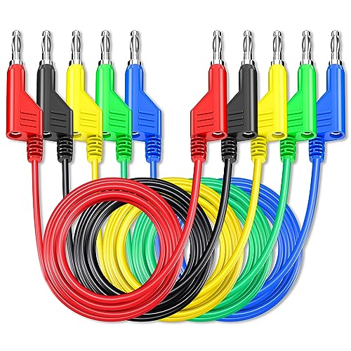 Goupchn 5PCS Stackable Banana to Banana Plug Test Leads Soft Electrical Test Cable Wire 6.56ft/2m for Multimeter 1000V 15A - Image 1