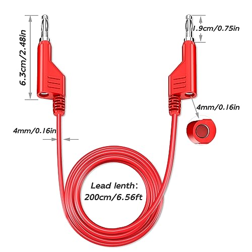 Goupchn 5PCS Stackable Banana to Banana Plug Test Leads Soft Electrical Test Cable Wire 6.56ft/2m for Multimeter 1000V 15A - Image 2