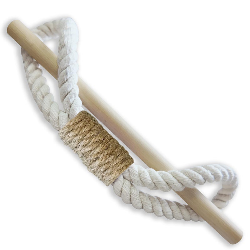 warmtone Curtain Tiebacks Rustic Holdbacks for Drapes, Farmhouse Tie Backs for Curtains, Cotton Jute Rope with Wood Club, Natural Boho Decor Shabby Chic Drapery Holder, Pack-2 - Image 5