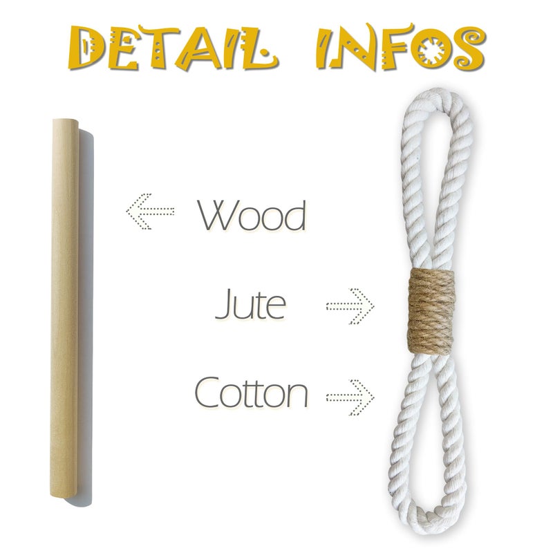 warmtone Curtain Tiebacks Rustic Holdbacks for Drapes, Farmhouse Tie Backs for Curtains, Cotton Jute Rope with Wood Club, Natural Boho Decor Shabby Chic Drapery Holder, Pack-2 - Image 3