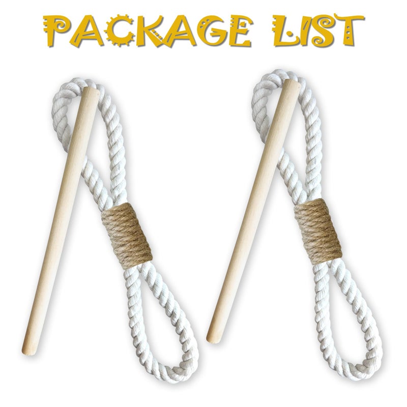 warmtone Curtain Tiebacks Rustic Holdbacks for Drapes, Farmhouse Tie Backs for Curtains, Cotton Jute Rope with Wood Club, Natural Boho Decor Shabby Chic Drapery Holder, Pack-2 - Image 2