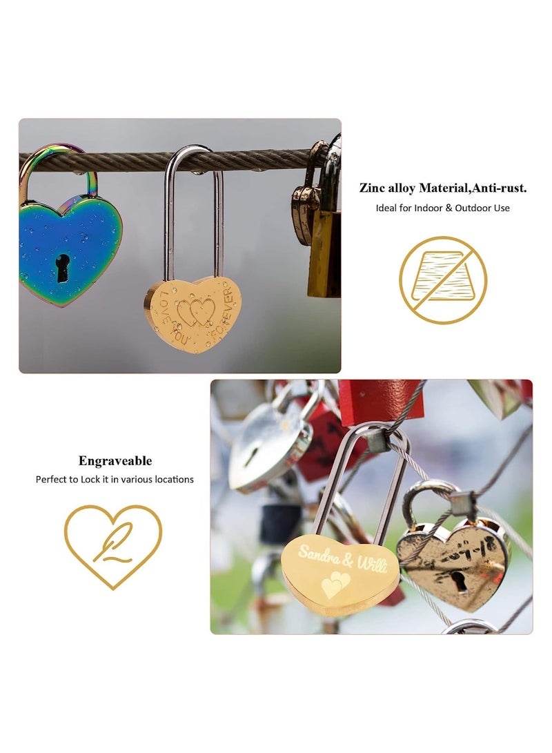 Love Lock Without Key, Solid Brass Heart Lock, Engraved Love You Forever Padlocks for Wedding, Anniversary, Valentine's Day, Travel, 2Pcs - Image 3