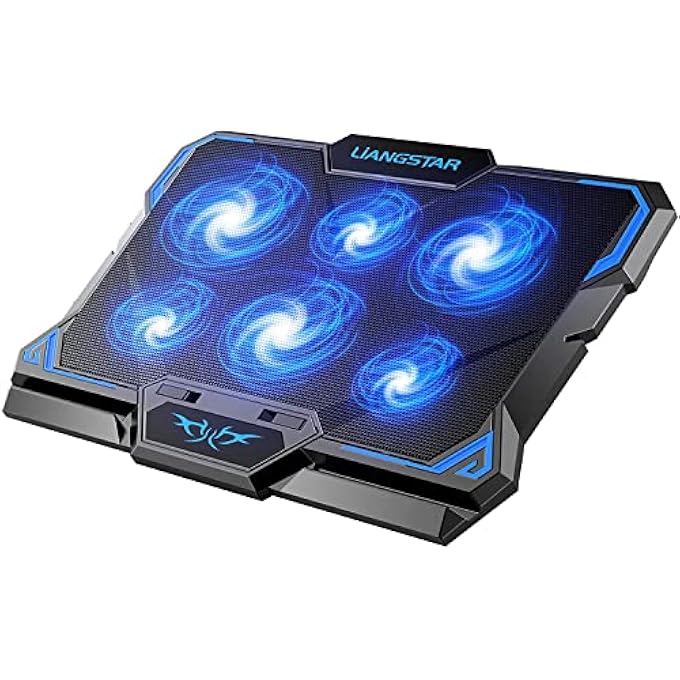 LIANGSTAR LAPTOP COOLER | LAPTOP COOLING PADS FOR 12-17 INCH NOTEBOOK | 6 FANS WITH LEDS | 2200 RPM | LOW NOISE COOLING | 2 USB PORTS | 3 HEIGHT SETTINGS | COOLING PAD COOLER STAND - Image 1