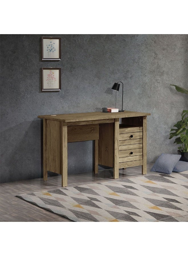 DANUBE HOME Athens 2-Drawer Study Desk Writing Desk With Storage Modern office Desk Compact Desk For Home office Bedroom Study Room Stylish Work Desk â€“ Light Oak - Image 1