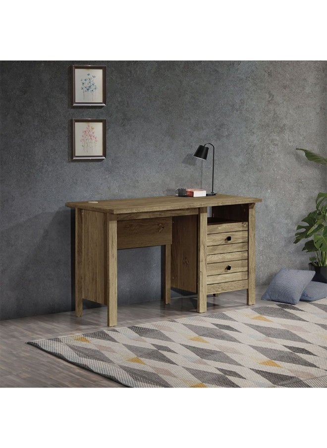 Athens 2-Drawer Study Desk Writing Desk With Storage Modern office Desk Compact Desk For Home office Bedroom Study Room Stylish Work Desk â€“ Light Oak