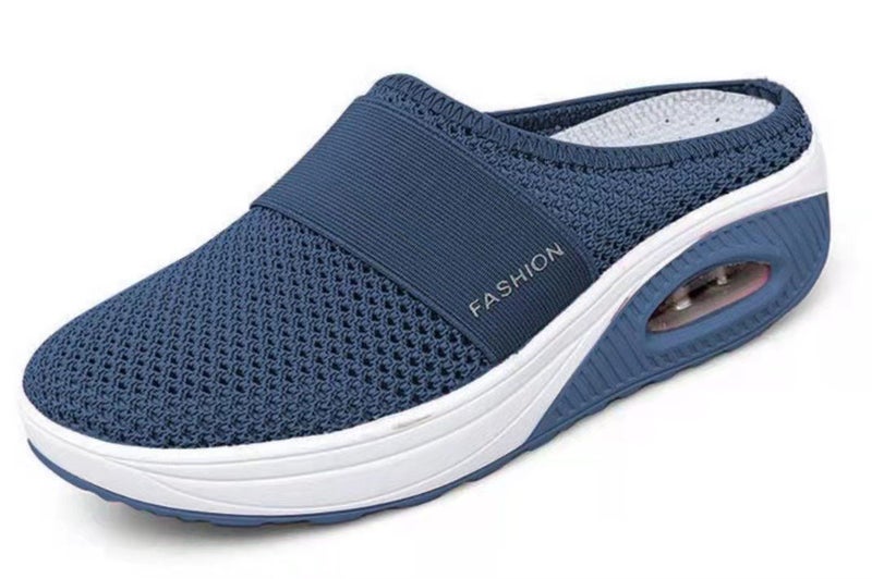 Plus Size Heel-Less Pedal Women'S Lazy Thick-Soled Air Cushion Hollow Mesh Breathable Baotou Half Drag Women - Image 1
