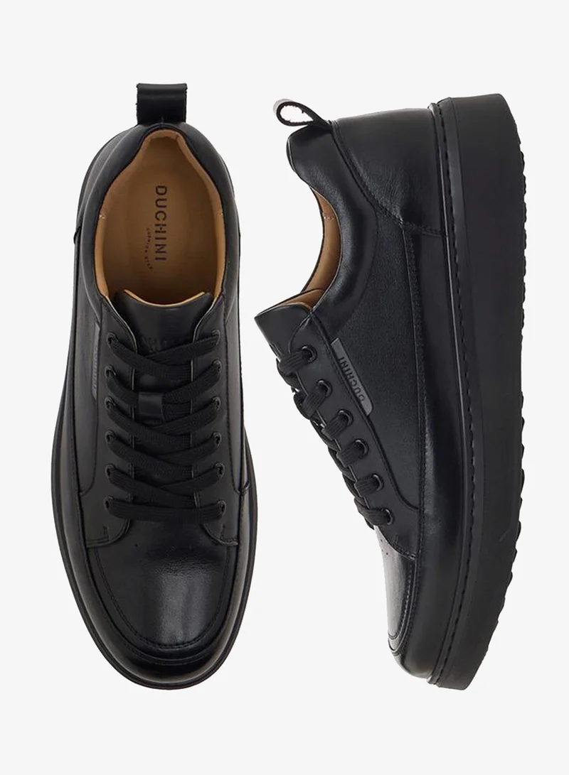 DUCHINI Men Lace-Up Leather Ankle Sneakers