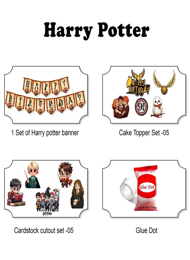 Partyjoy Birthday Decoration paper cutout Harry Potter Kit for Kids | Happy Birthday Banner with Wizard Theme | Magical School Party Supplies Set (Without balloons) - Image 2