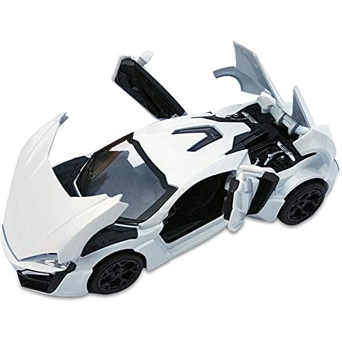 Coelon 1:32 Diecast Metal Car Model Hyper Sprot Toy Cars for Kids Pull Back Openable Doors with Light Sound, White - Image 1