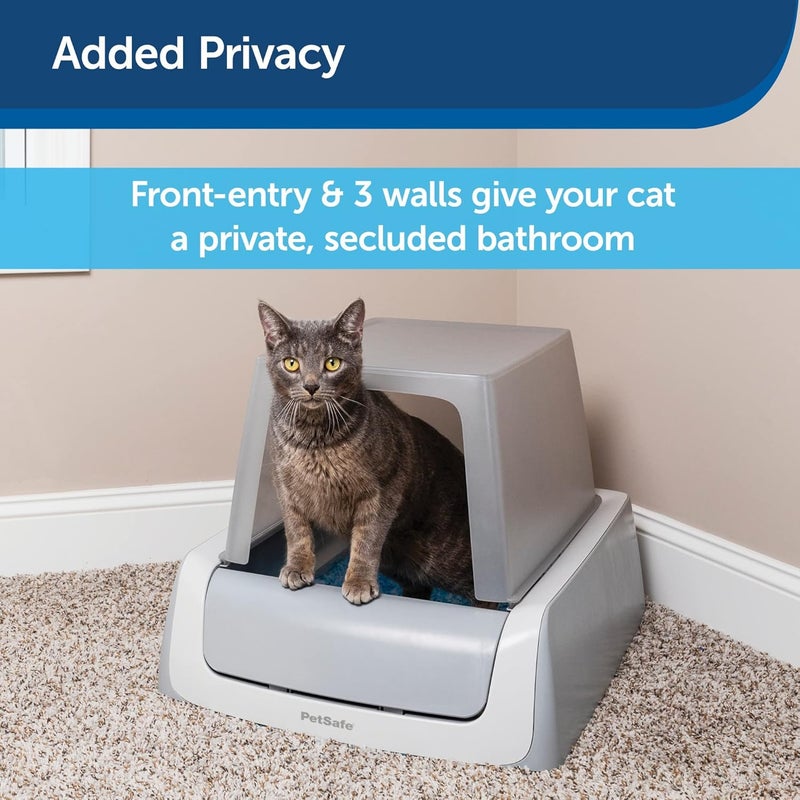 بيت سيف غطاء الخصوصية لصندوق الفضلات الأوتوماتيكي ScoopFree من PetSafe، يعمل مع الجيل الثاني من صن��وق الفضلات الأوتوماتيكي ScoopFree، غطاء للتحكم في الروائح وأرضيات أنظف، يوفر الخصوصية، رمادي - Image 5