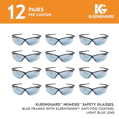 KleenGuard™ V30 Nemesis™ Safety Glasses (19639), Light Blue Lenses with KleenVision™ Anti-Fog coating, Blue Frame, Unisex Eyewear for Men and Women (12 Pairs/Case) - Image 2