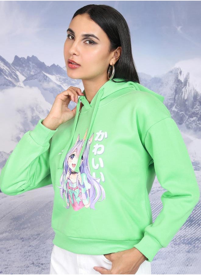 Tokyo Talkies - Anime Print Dropped Shoulder Hoodie by Styli - Image 1