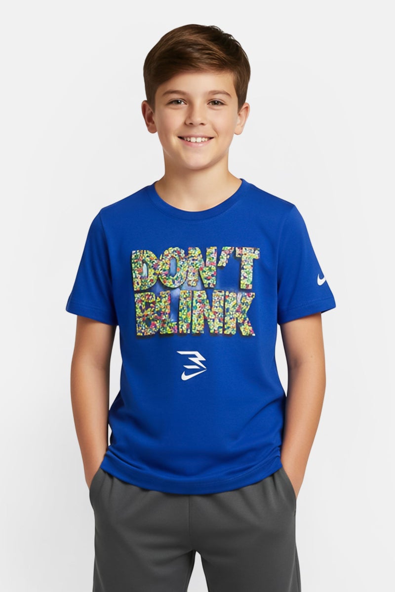 Nike 3Brand by Russell Wilson Kids Boy Graphic Print Short Sleeve T-shirt, Hyper Blue - Image 1