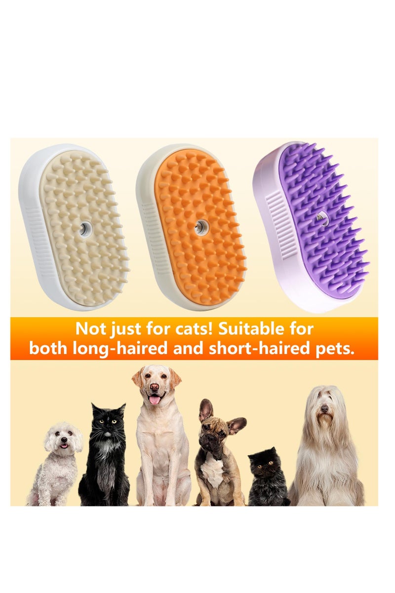 4 in 1 Cat Steam Brush for Shedding, Rechargeable Pet Steam Groomer Brush, Massage, Cleaning, Shedding & Combing Multifunctional Hair Removal Comb for Cats Dogs (White) - Image 3
