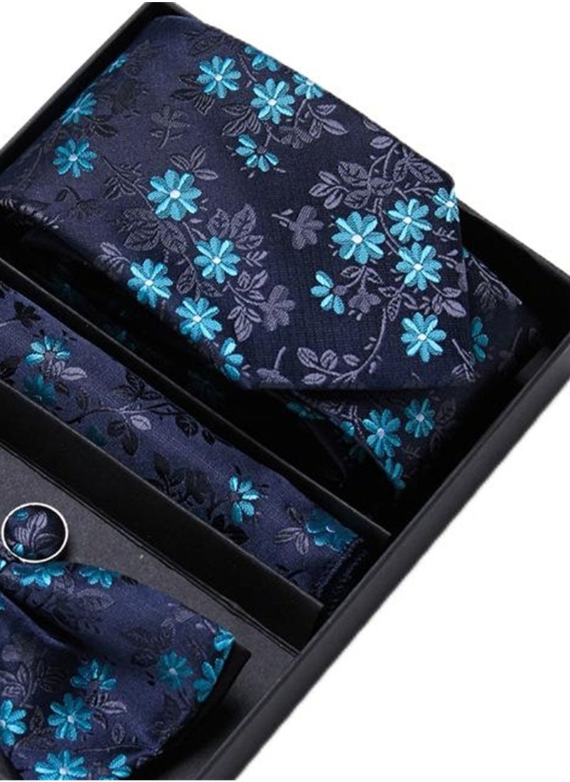 Generic - 5 pcs high-end tie for men business professional formal tie bow tie cufflinks square scarf fashion accessories gift box - Image 1