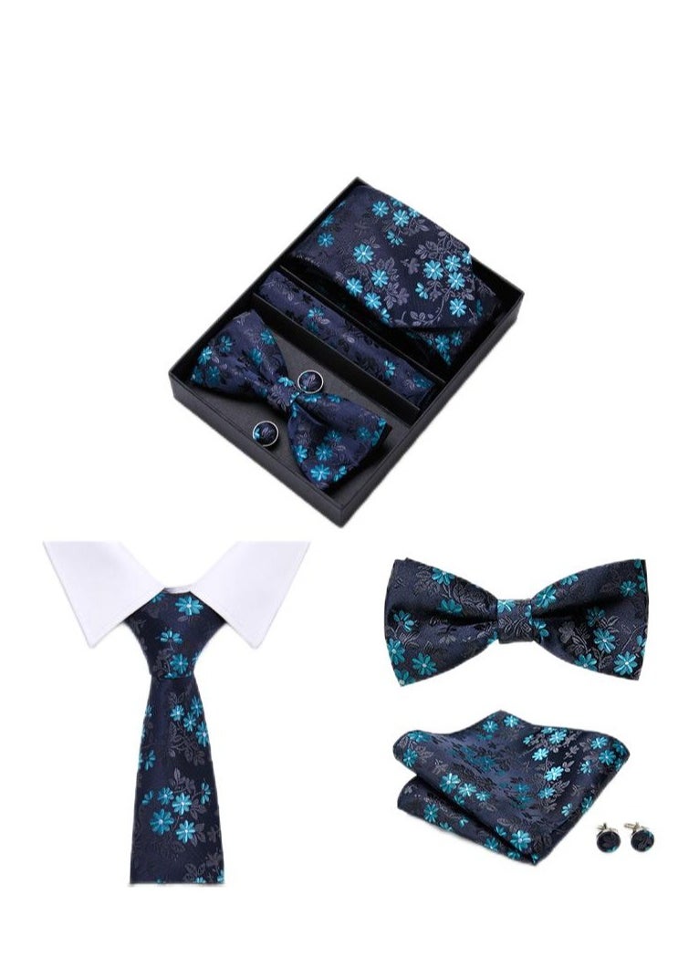 Generic - 5 pcs high-end tie for men business professional formal tie bow tie cufflinks square scarf fashion accessories gift box - Image 1
