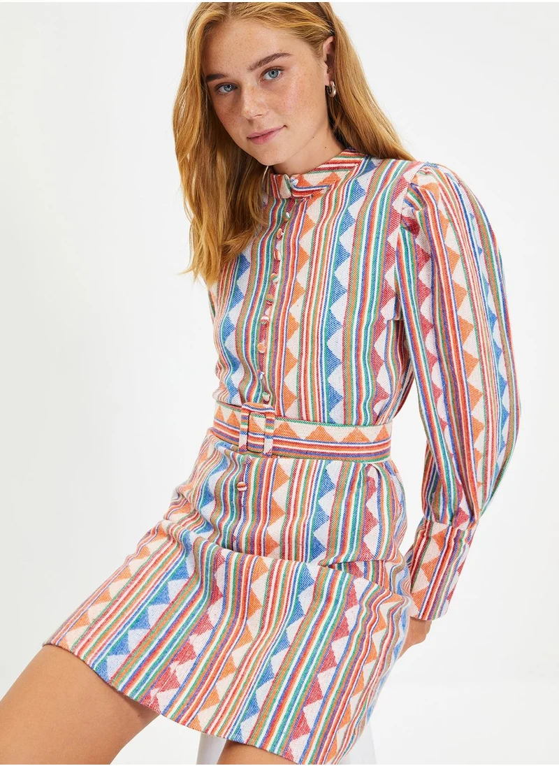 trendyol Balloon Sleeve Printed Dress